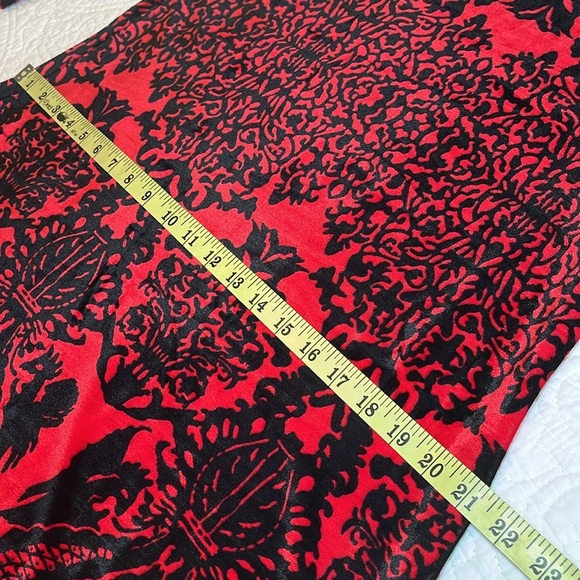 LBISSE Dress Women’s XL Velvety Stretchy Fit & Flare Red Black Boho Party - Picture 10 of 17